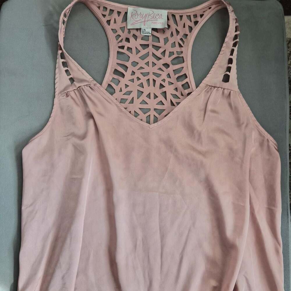 Rory Beca Forever 21 Pink Blush Cut Out Satin Tank Top